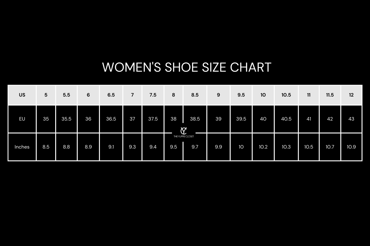 Women’s Shoe Size Chart THE YUPPIE CLOSET