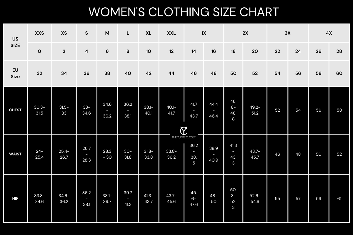 Women’s Clothing Size Chart THE YUPPIE CLOSET