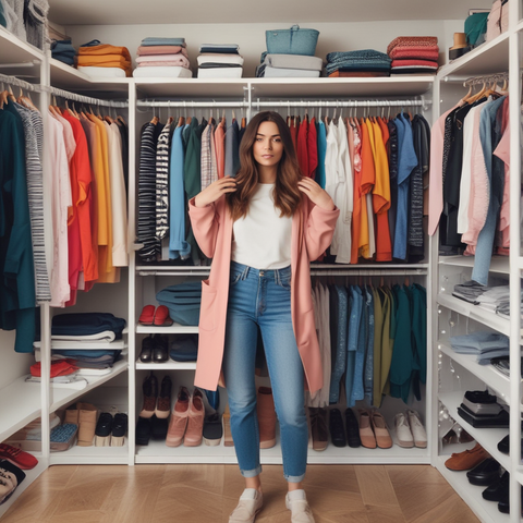 Woman standing inside a walk in closet