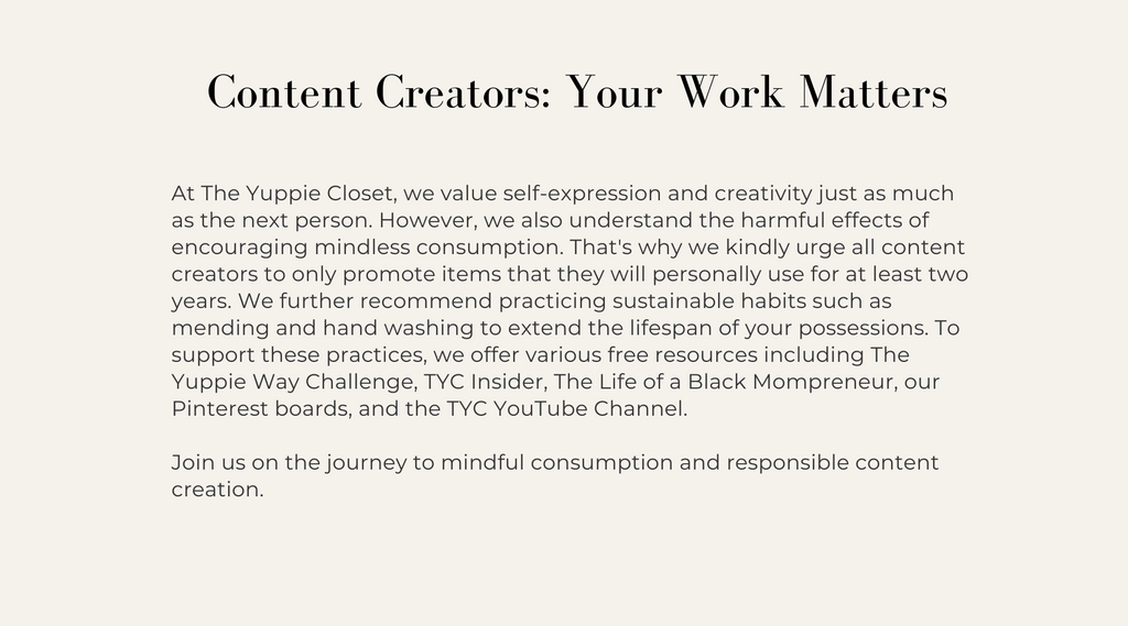 Content Creators Work Matter x THE YUPPIE CLOSET