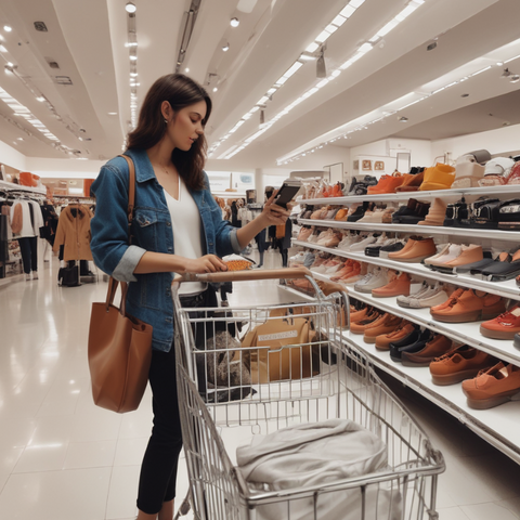 Woman shopping at discount retail store