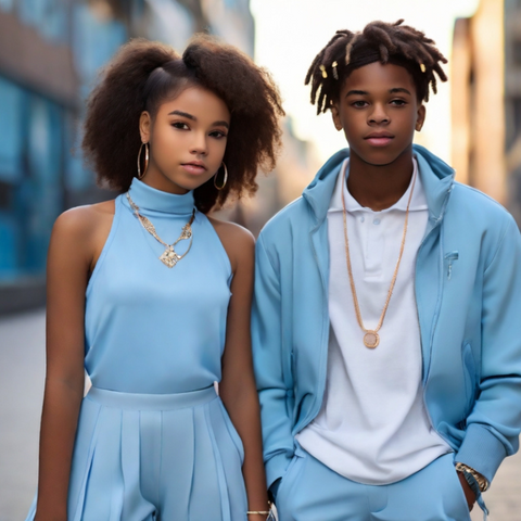 teens wearing sky blue THE YUPPIE CLOSET