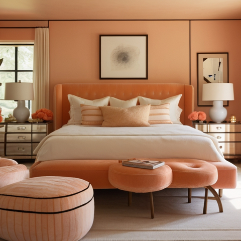 Pantone Peach Fuzz Bedroom | THE YUPPIE CLOSET