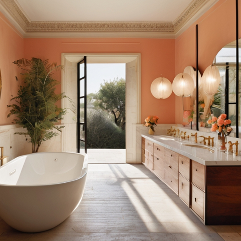 Pantone Peach Fuzz Bathroom | THE YUPPIE CLOSET