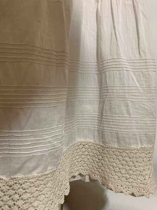 Eyelet Lace Trimmed White Cotton Petticoat circa 1890s