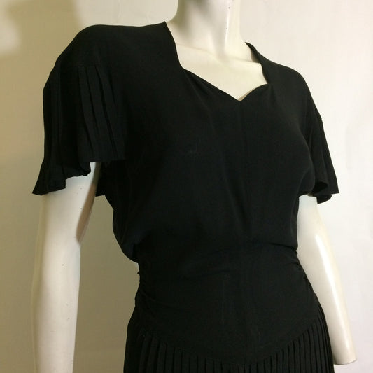 Bead and Rhinestone Trimmed Santana Knit Black Dress circa 1980s