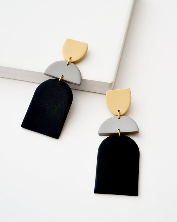 Black Polymer Clay Earrings –
