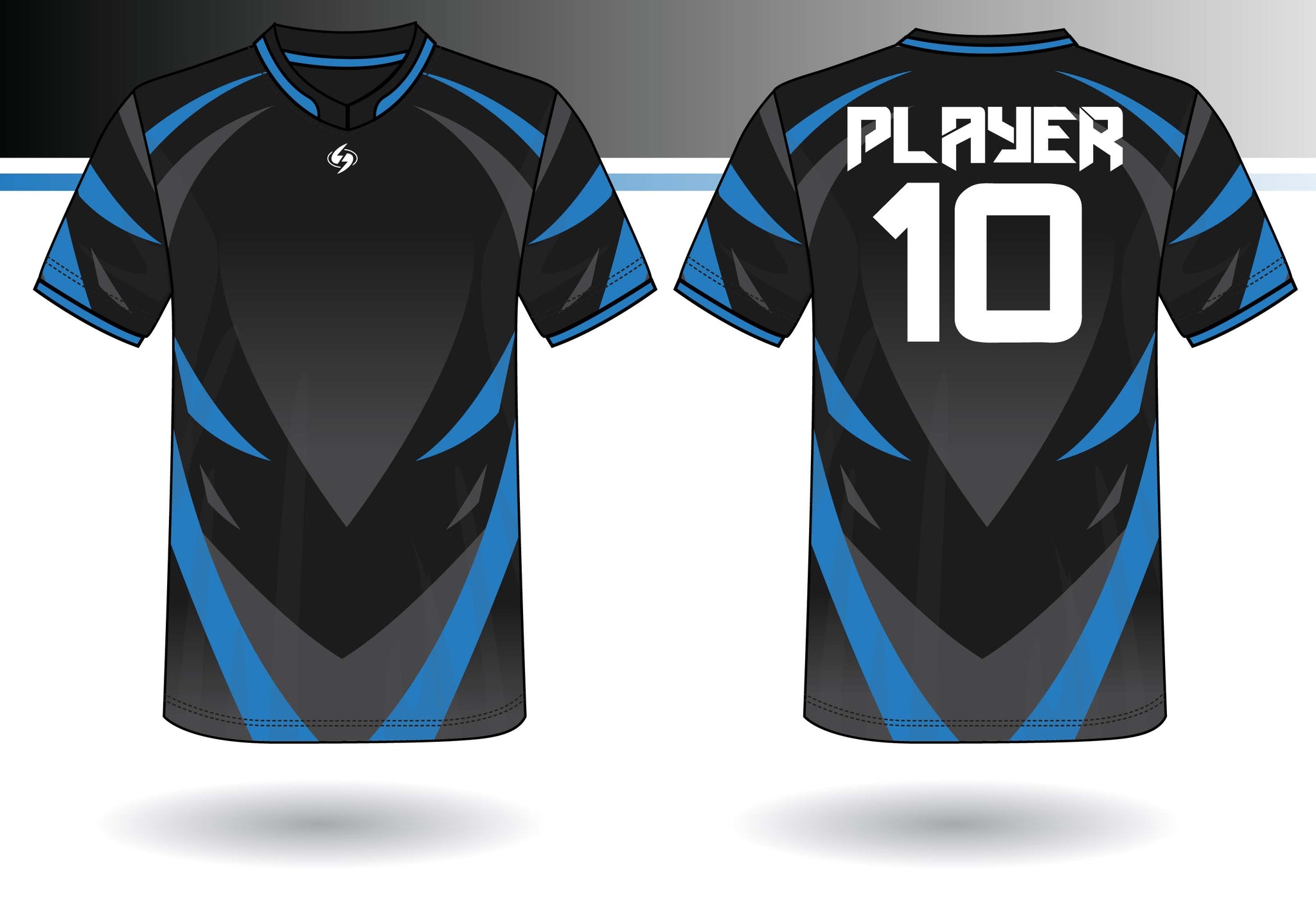 black and blue football jersey