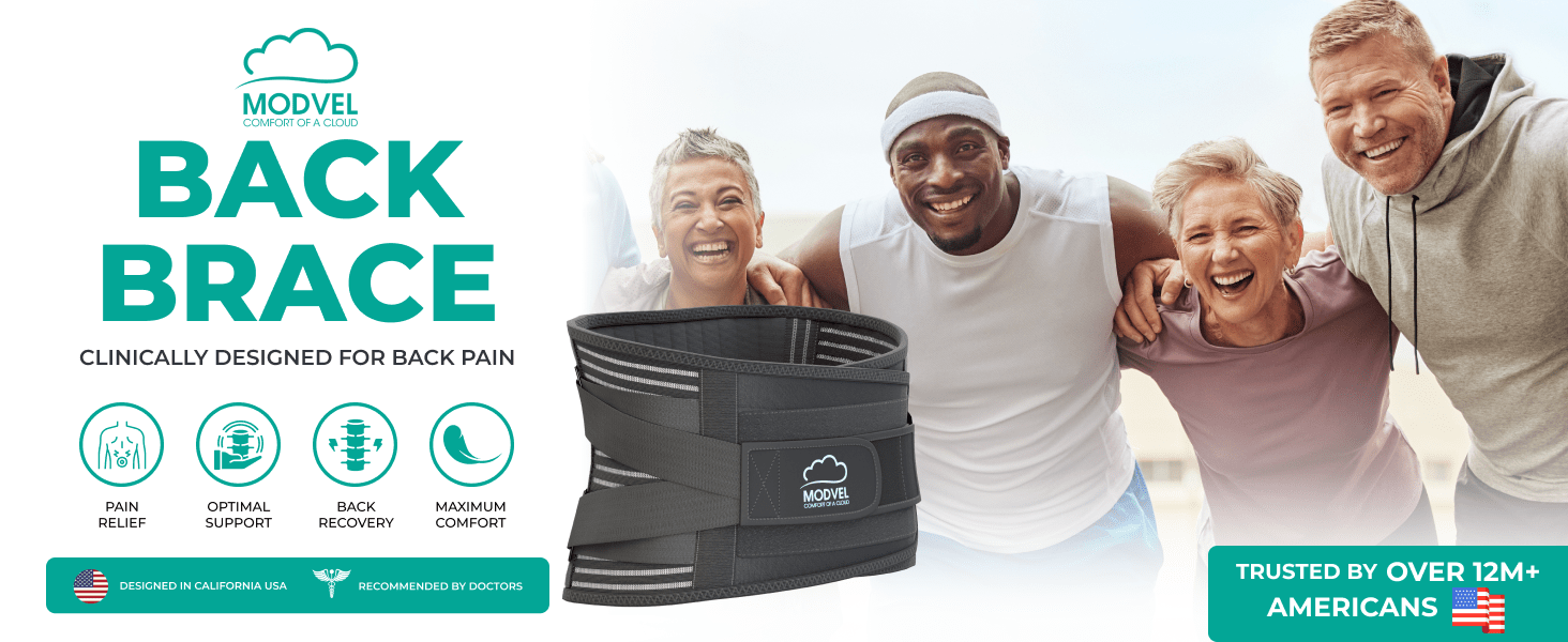 MODVEL Lower Back Brace with 6 Stays for Lower Back Pain Relief | Lumbar  Support Belt