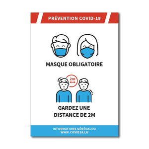 Affichage COVID19 - Masque+Distance - Adhésif/Panneau/Magnet
