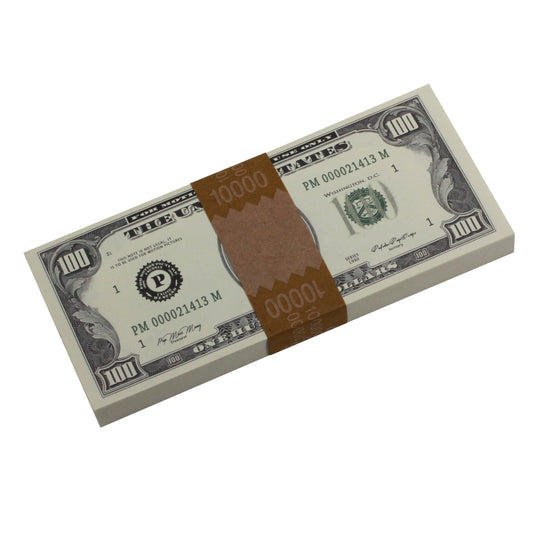 Series 1980s $100s Blank Filler $10,000 Prop Money Stack | Prop Movie Money