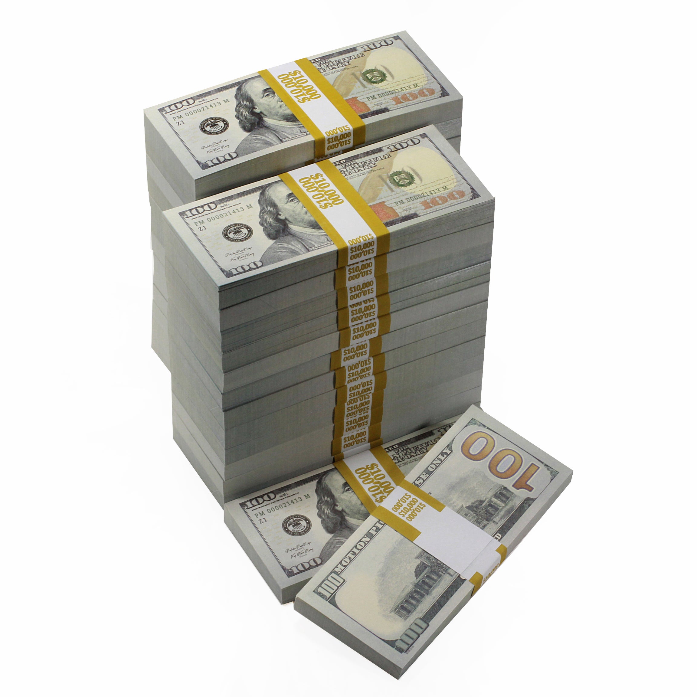 New Series $100s Aged $10,000 Full Print Prop Money Stack