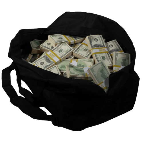 2000 Series $1,000,000 Aged Full Print Duffel Bag | Prop Movie Money