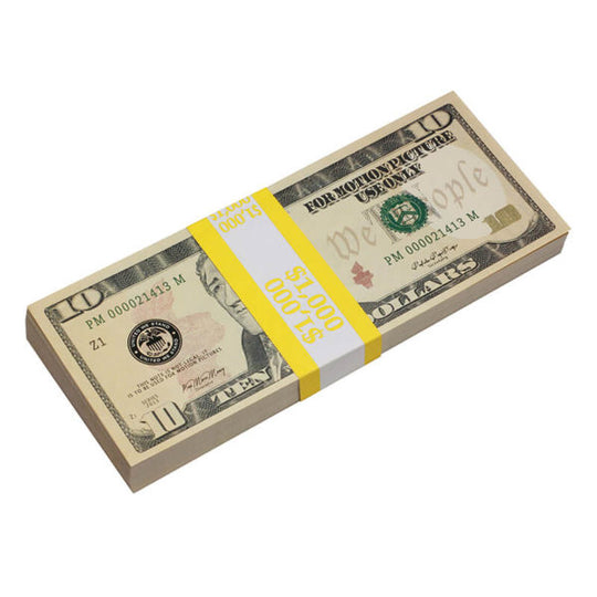 New Style $10 Full Print Prop Money Stack | Prop Movie Money
