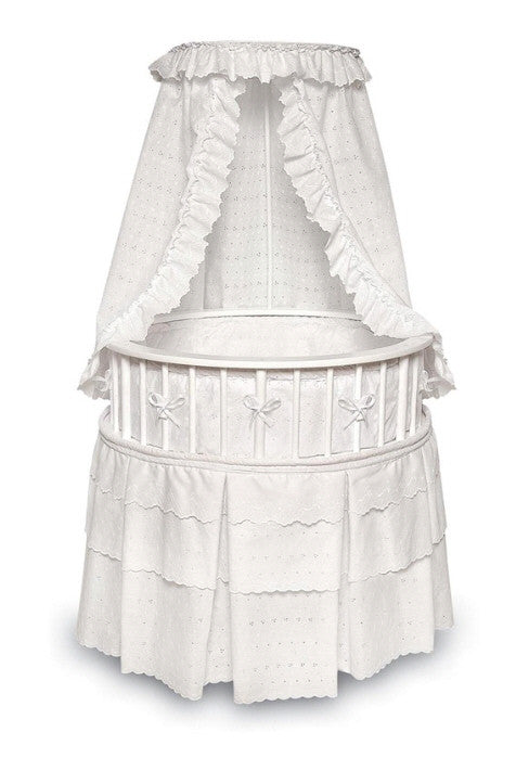 Badger Basket White Elegance Round Bassinet With White Eyelet