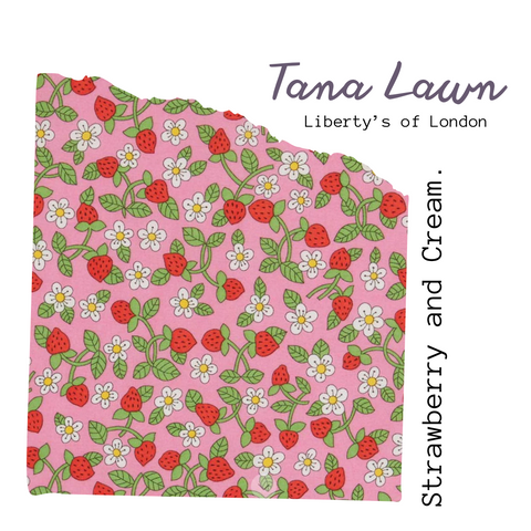strawberry and cream Tana Lawn. Strawberry fabric.