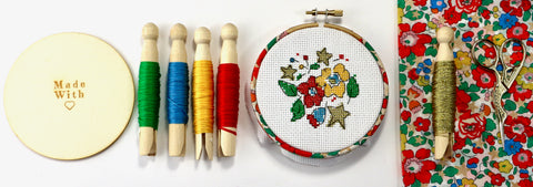 free Christmas cross-stitch inspired by Betsy Tana Lawn fabric