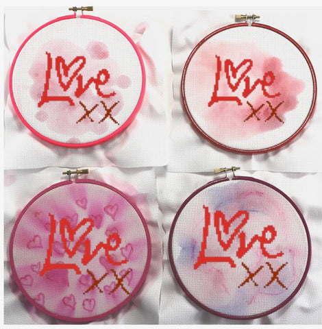 hand painted cross stitch aida in embroider hoops
