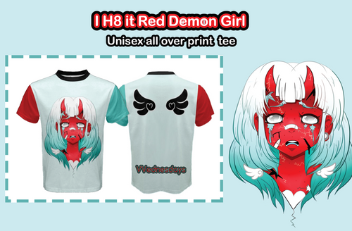 I h8 it Short Sleeve Shirt Red Demon Girl
