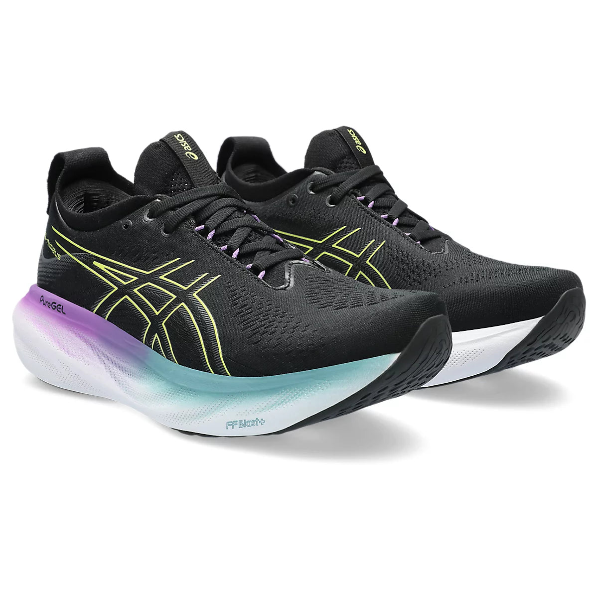 ASICS, GEL-NIMBUS 25, Women's, Black/Glow Yellow 