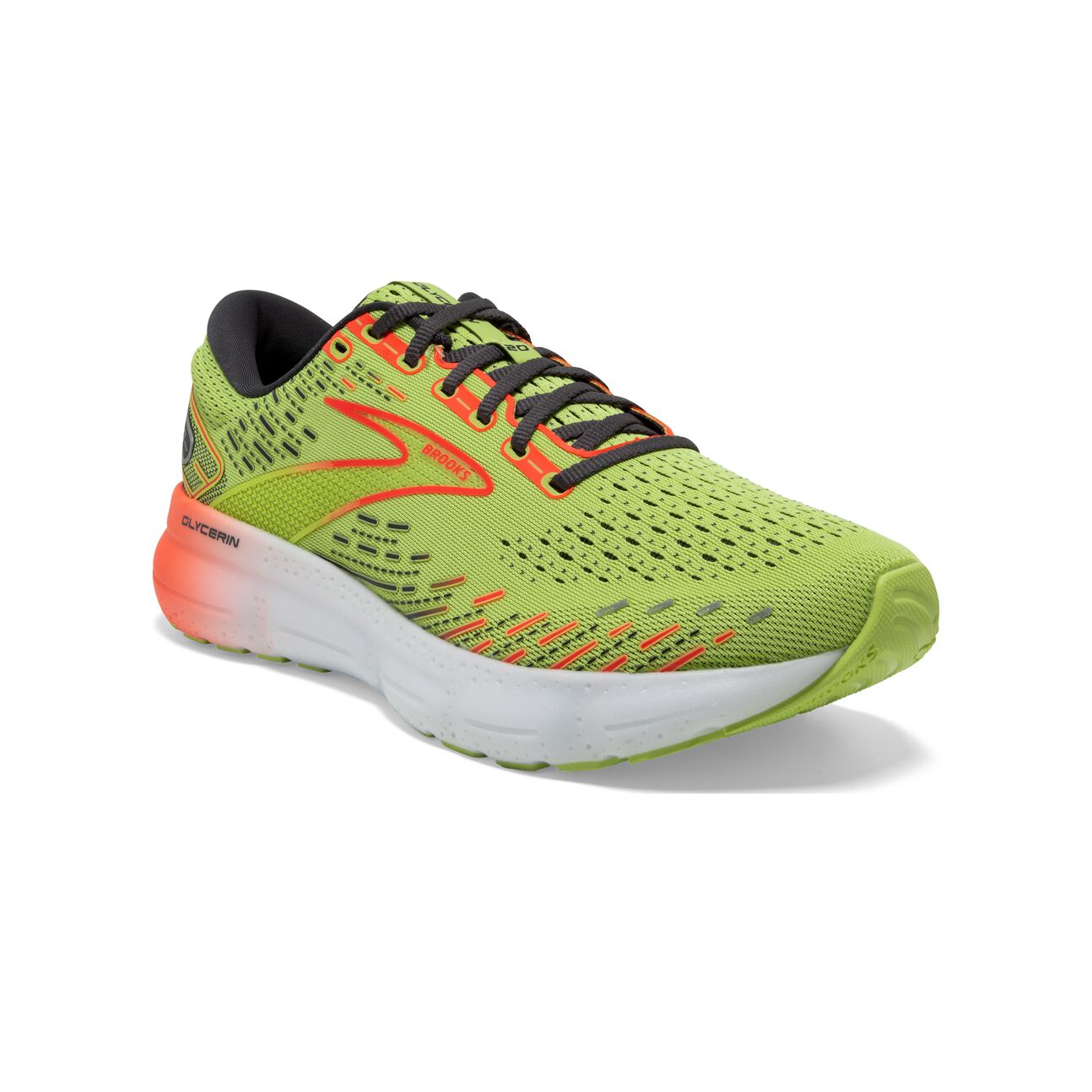 Brooks, Glycerin 20, Men, Lime/Red/Ebony