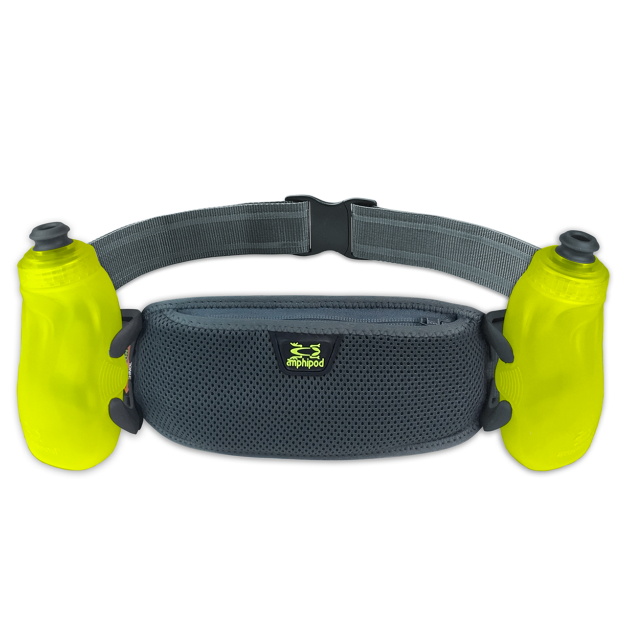 Amphipod, RunLite™ 10K 2 Bottle Belt, Unisex, Steel/Green