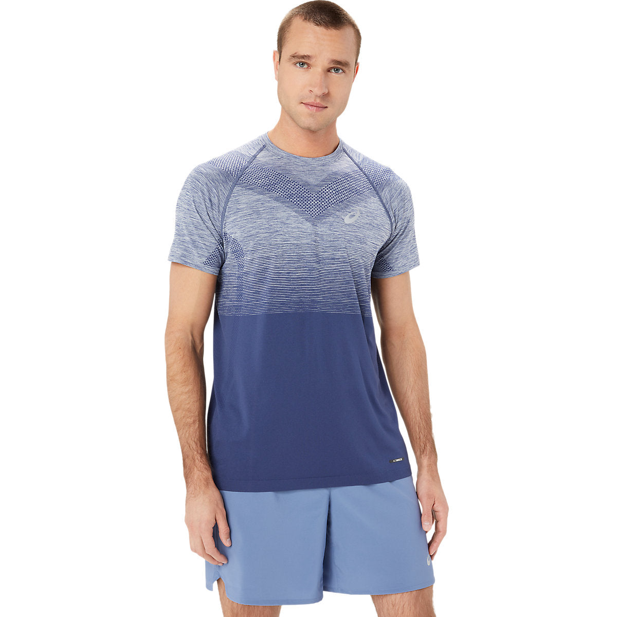 ASICS, Seamless Short Sleeve Top, Men's, Denim Blue Heather