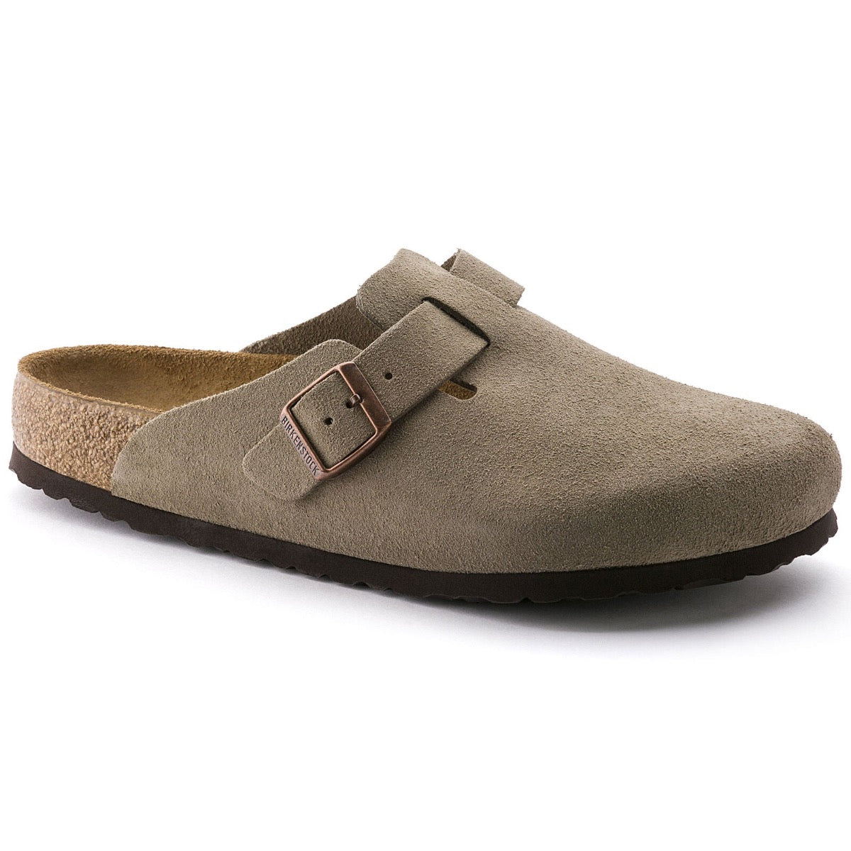 Birkenstock, Boston Soft Footbed Suede Leather, Unisex, Taupe