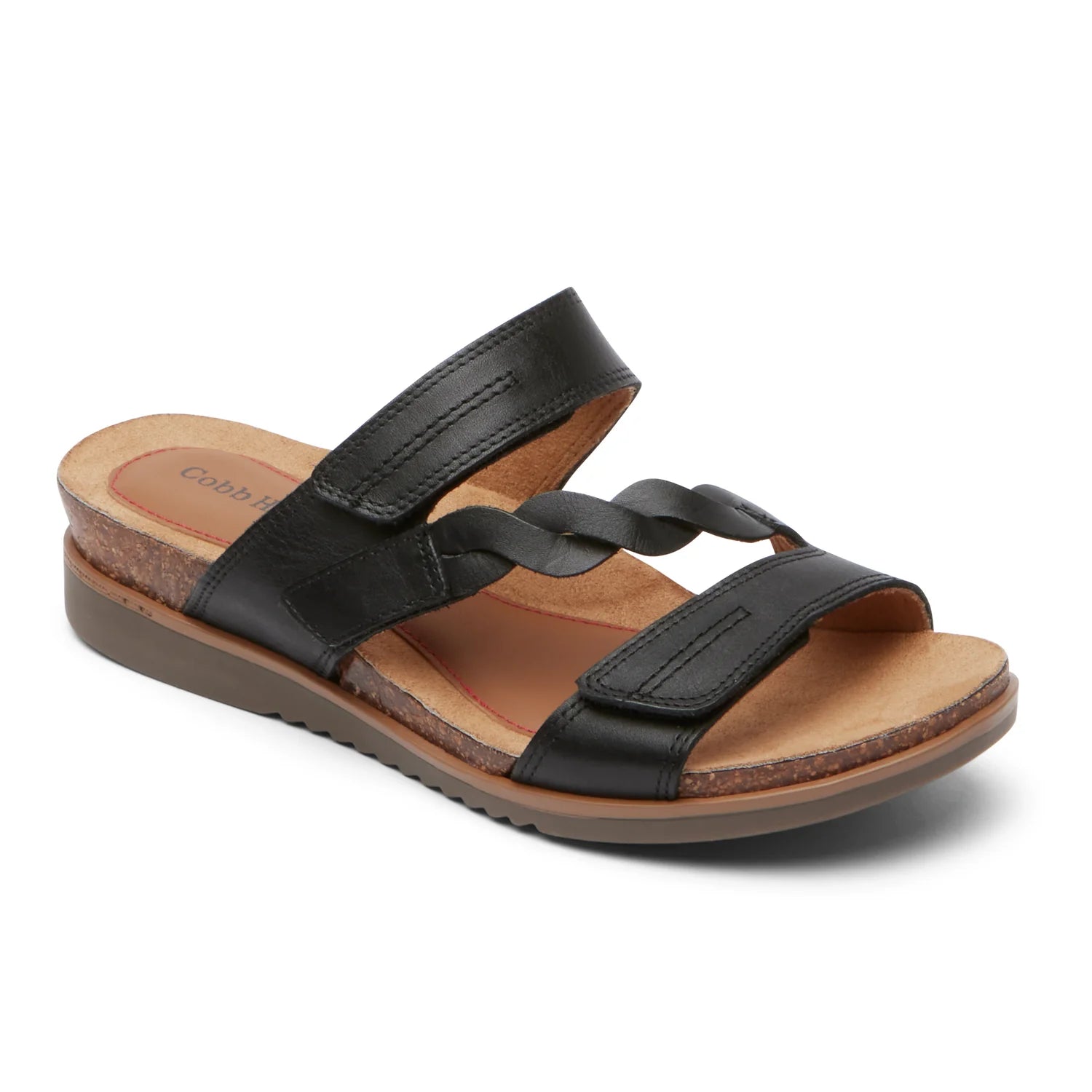 Cobb Hill, May Asymmetrical Slide, Women,  Black Leather