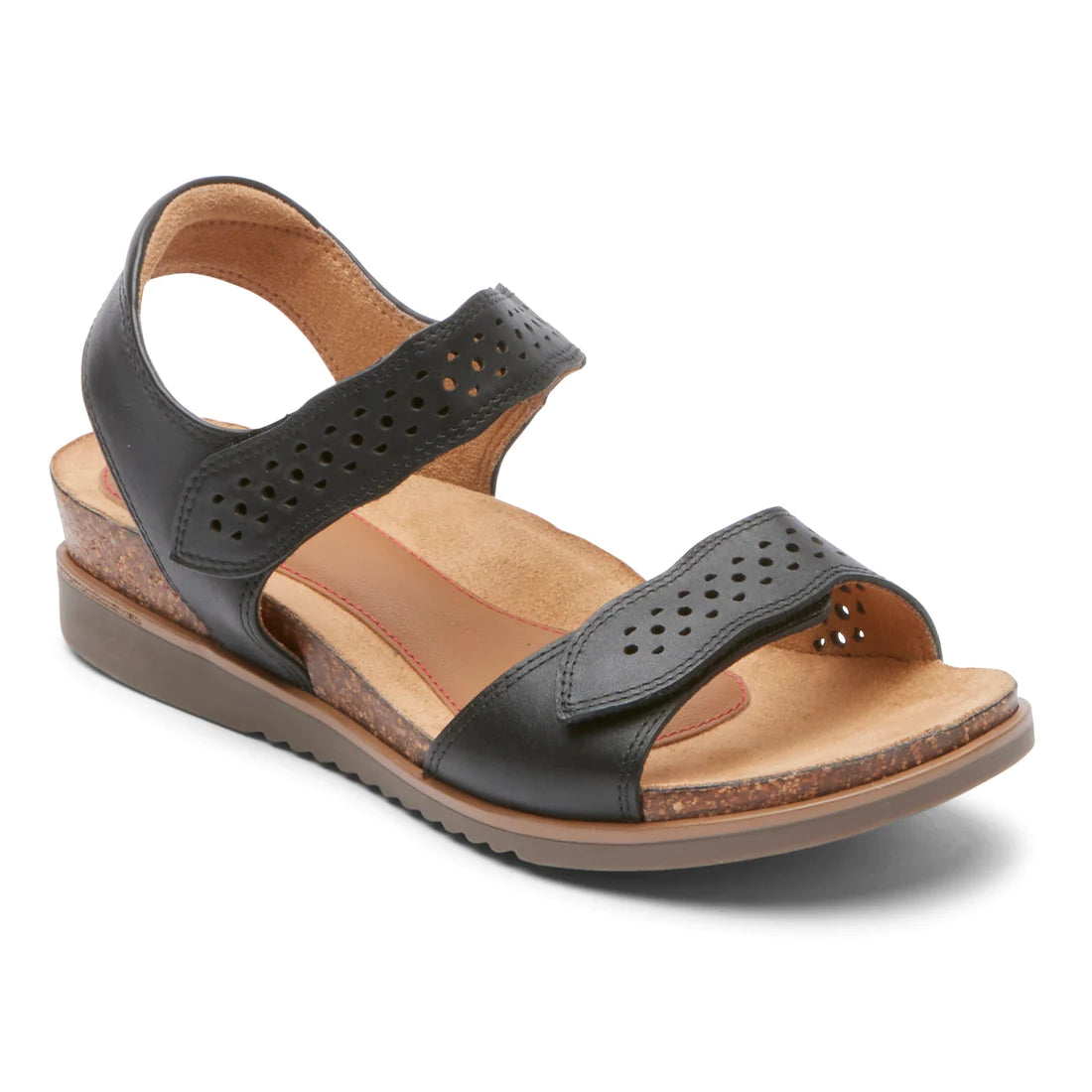 Cobb Hill, May Strappy Sandal Wide, Women, Black Leather