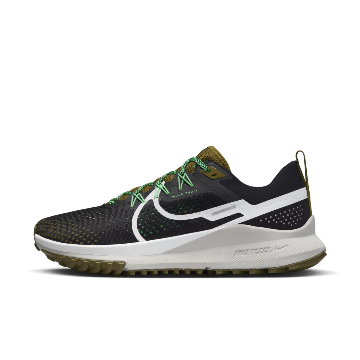 Nike, Pegasus Trail 4, Men, Black/White-Olive Flak-Spring Green (006)