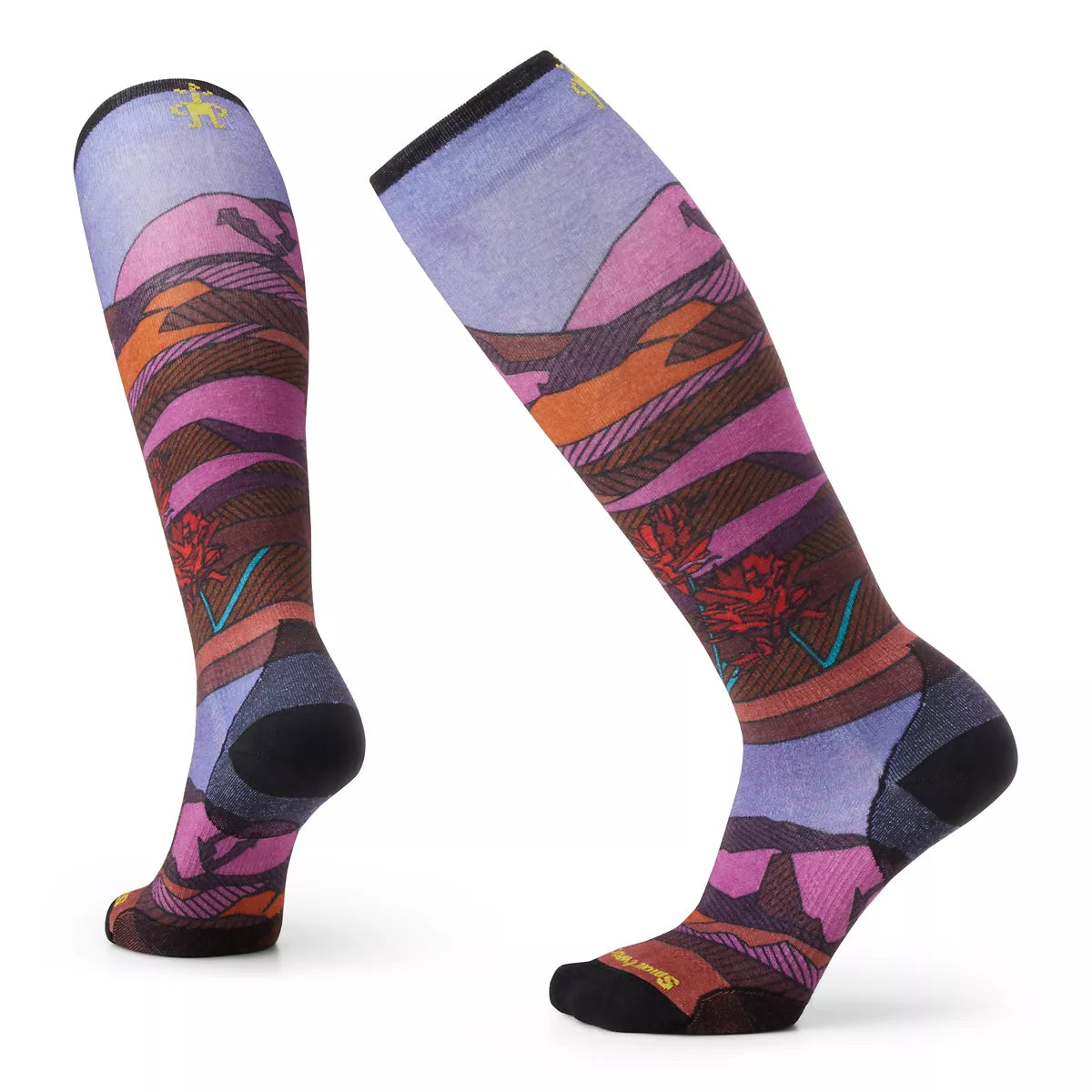 Smartwool, Ski Zero Cushion Over The Calf Socks, Women, Floral Field - Picante (J33)