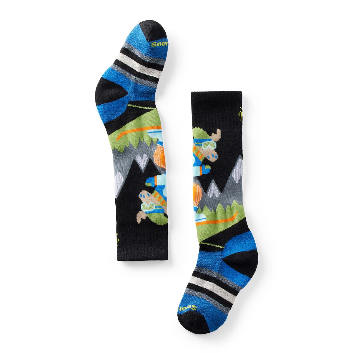 Wintersport Full Cushion Mountain Moose Pattern Over The Calf Socks