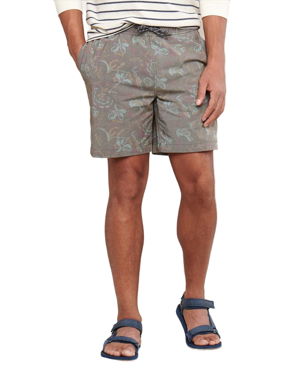 Toad & Co, Boundless Pull-On Short, Men, Olive Geo Line Print (300)