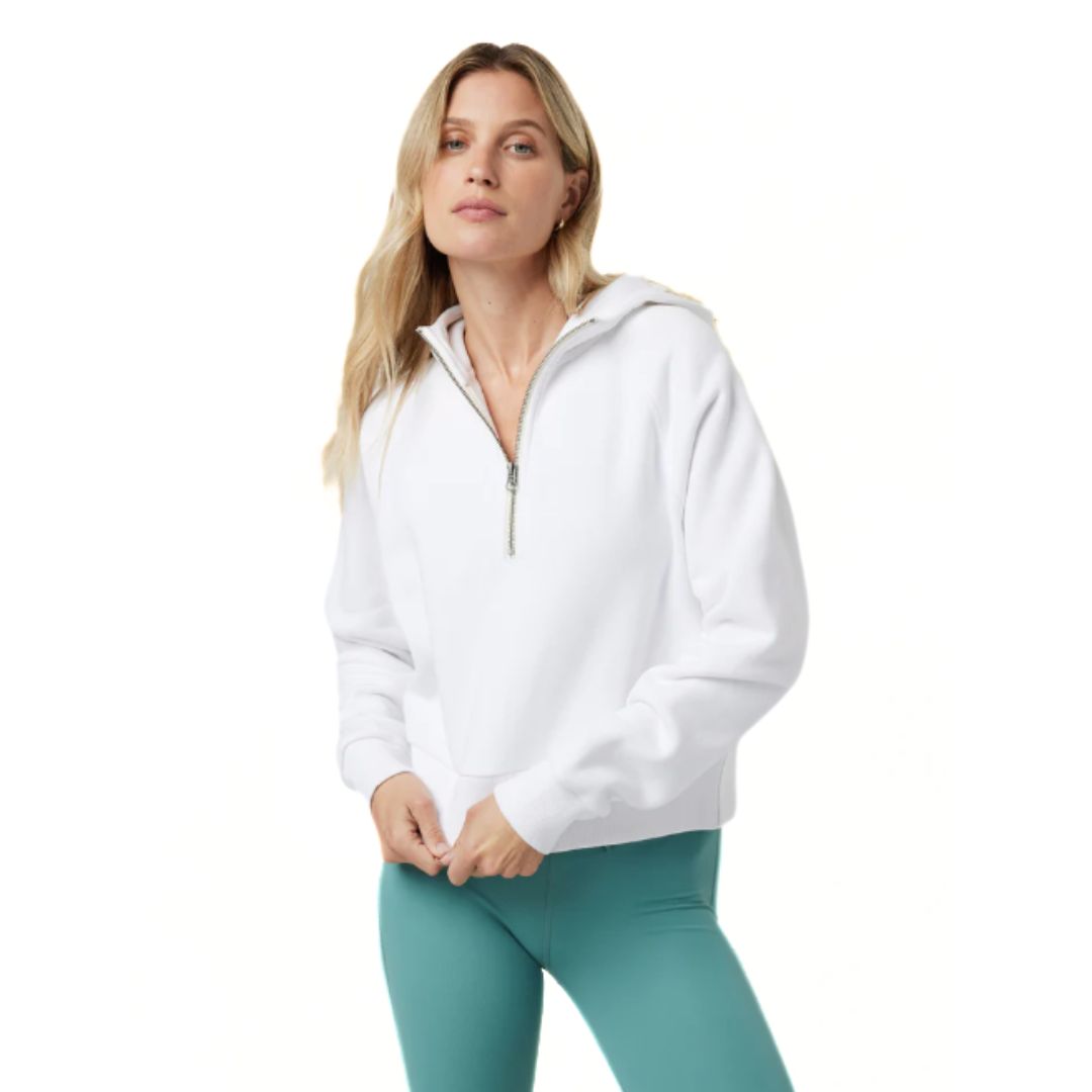 Vuori, Restore Half Zip Hoodie, Women, White