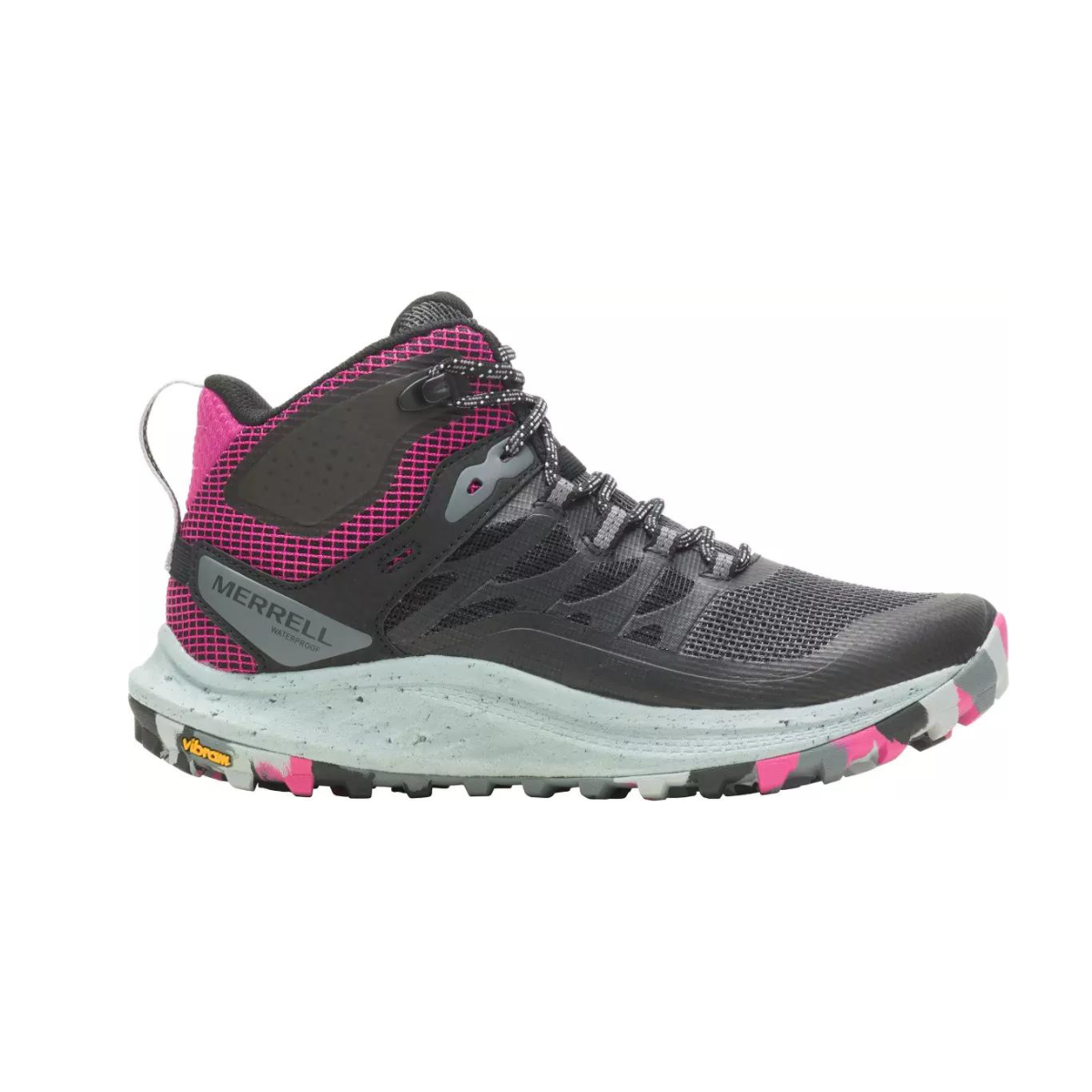 Merrell, Antora 3 Mid Waterproof Hiking Boots, Women, Black/Fuchsia