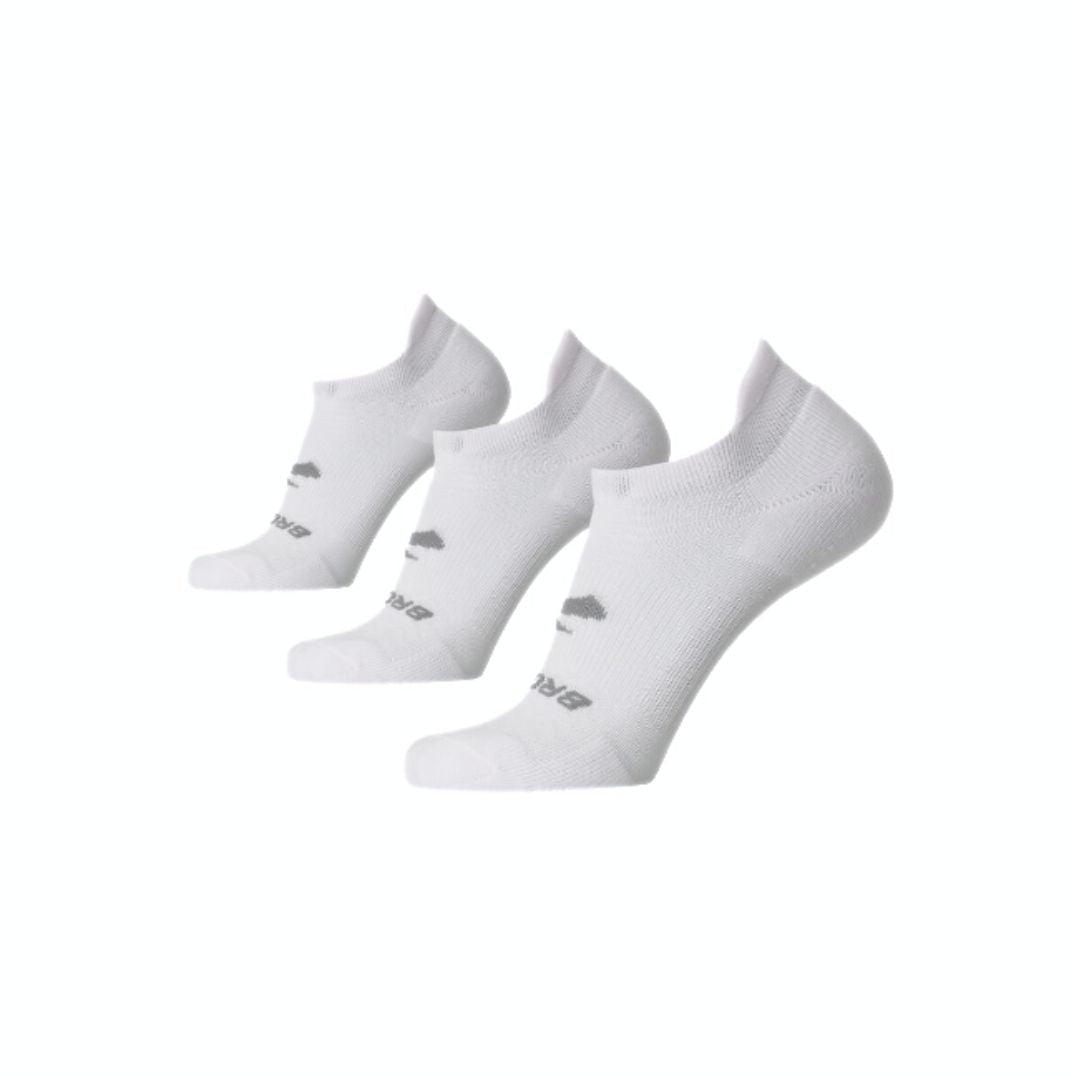 Brooks, Run-In No Show 3-Pack, Unisex, White