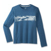 Brooks, Distance Long Sleeve 2.0, Men, Htr Dk Ocean (410)