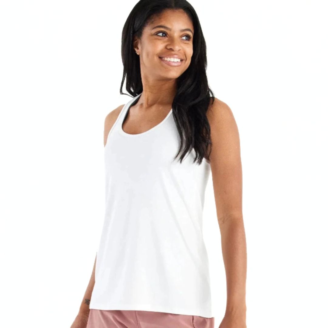 Free Fly, Bamboo Motion Racerback Tank, Women, Bright White