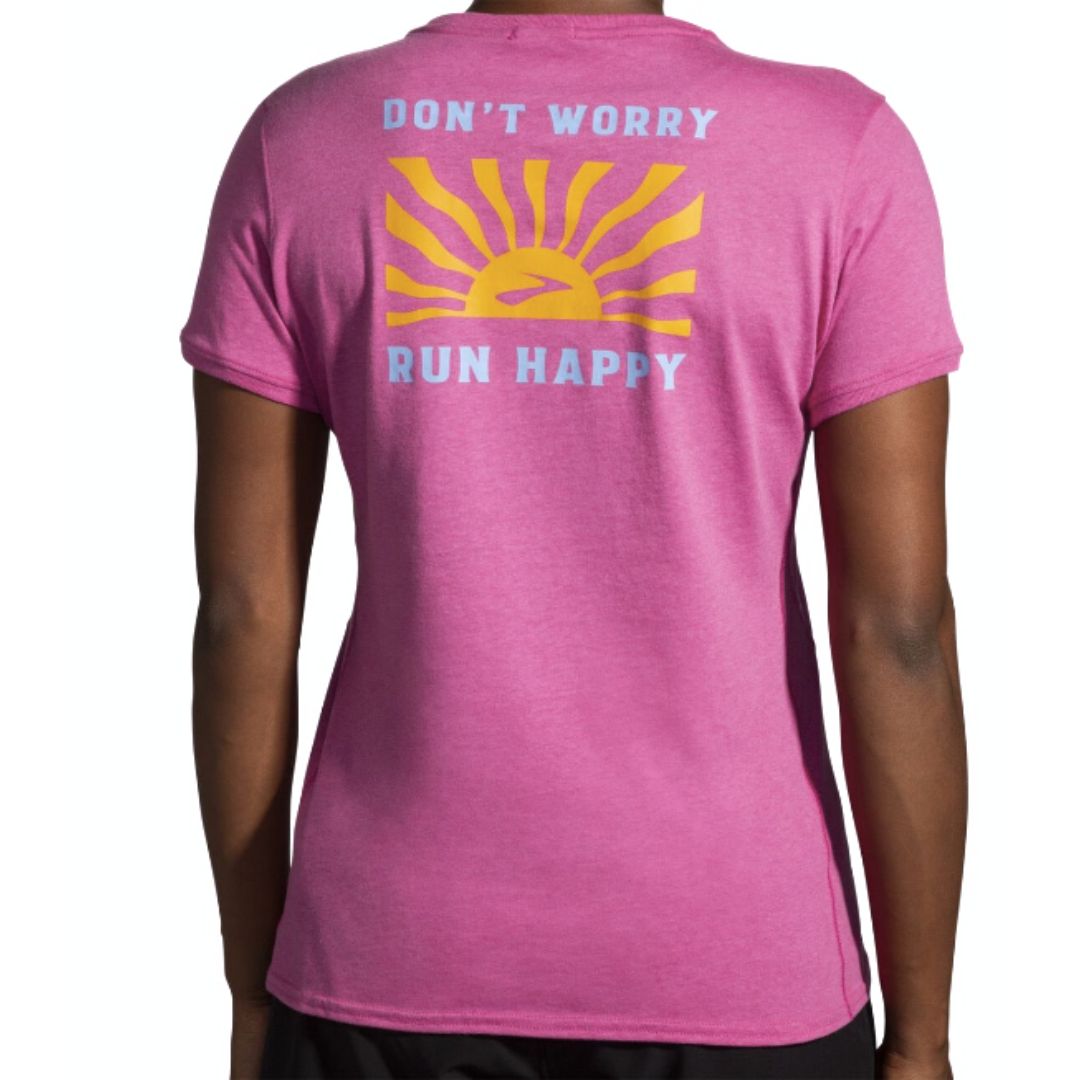 Brooks, Distance Short Sleeve 2.0, Women, Htr Frosted Mauve/Sunny RH (647)