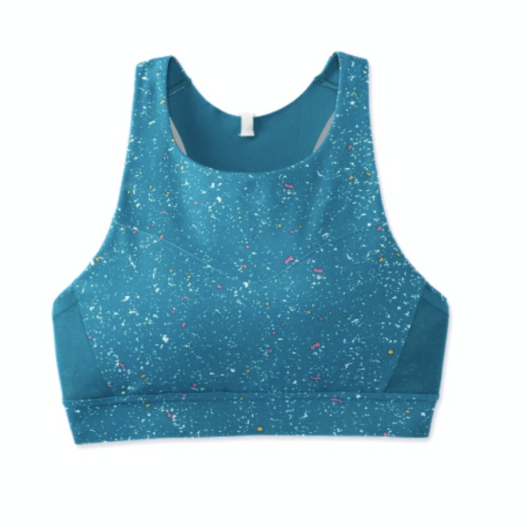 Brooks, Drive 3 Pocket Run Bra, Women, Lagoon Speckle Print