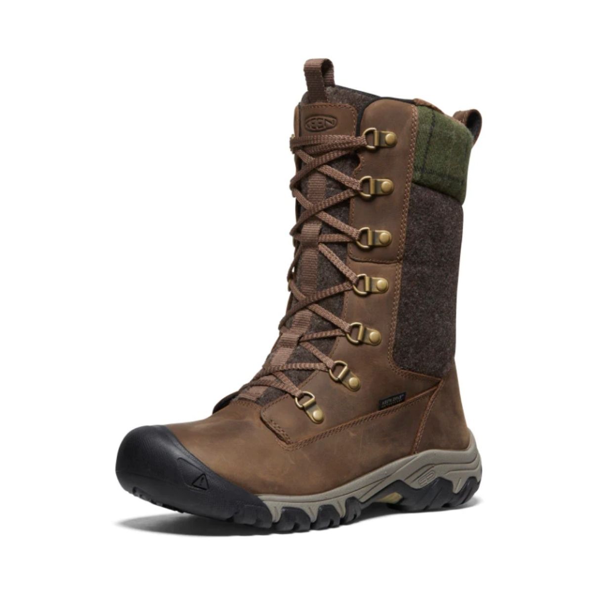 KEEN, Greta Tall Waterproof Boot, Women, Dark Earth/Green Plaid