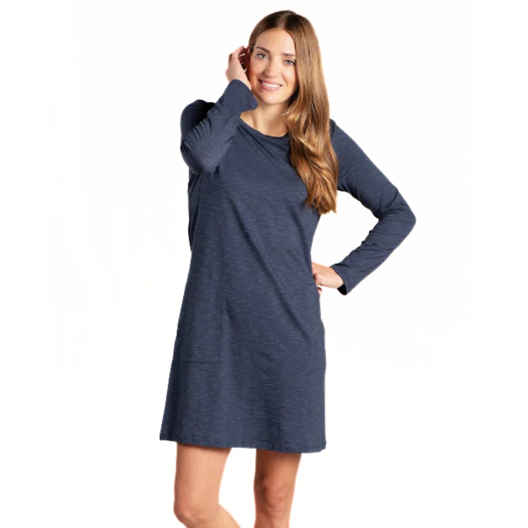 Toad & Co, Windmere II Long Sleeve Dress, Women, True Navy