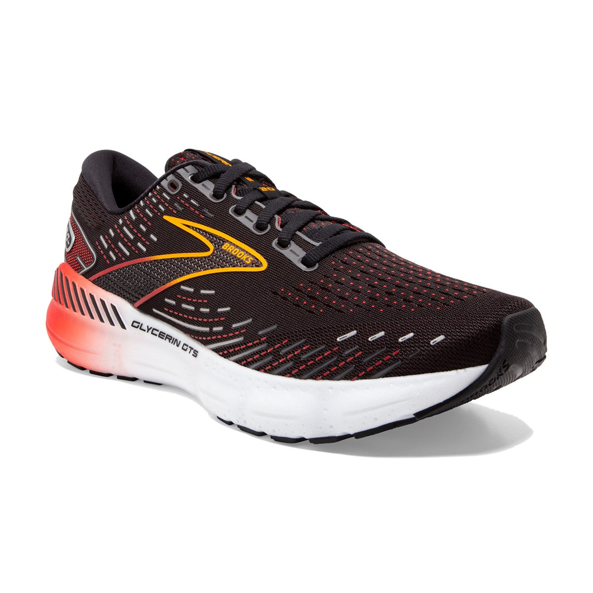 Brooks, Glycerin GTS 20, Men, Black/Blackened Pearl/Fiery Red