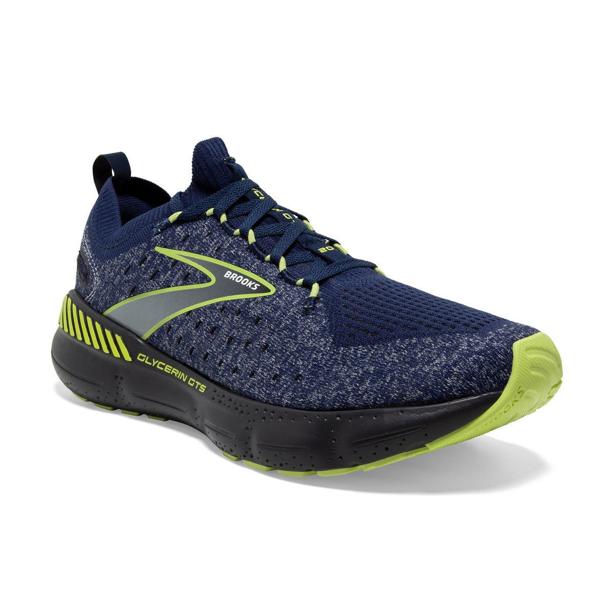 Brooks, Glycerin StealthFit GTS 20, Men's, Blue/Ebony/Lime