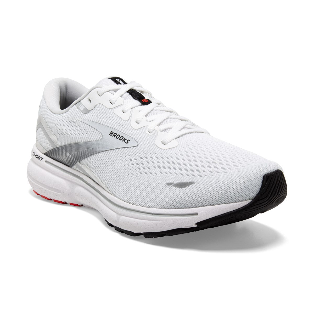 Brooks, Ghost 15, Men's, White/Black/Flame