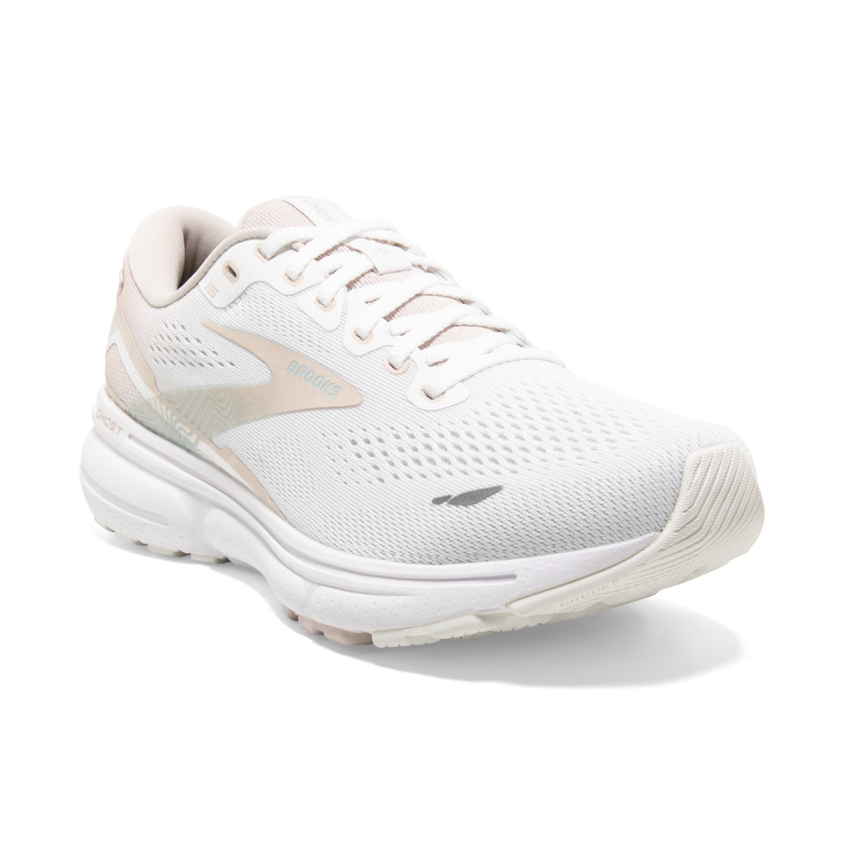 Brooks, Ghost 15, Women's, White/Crystal Grey/Glass