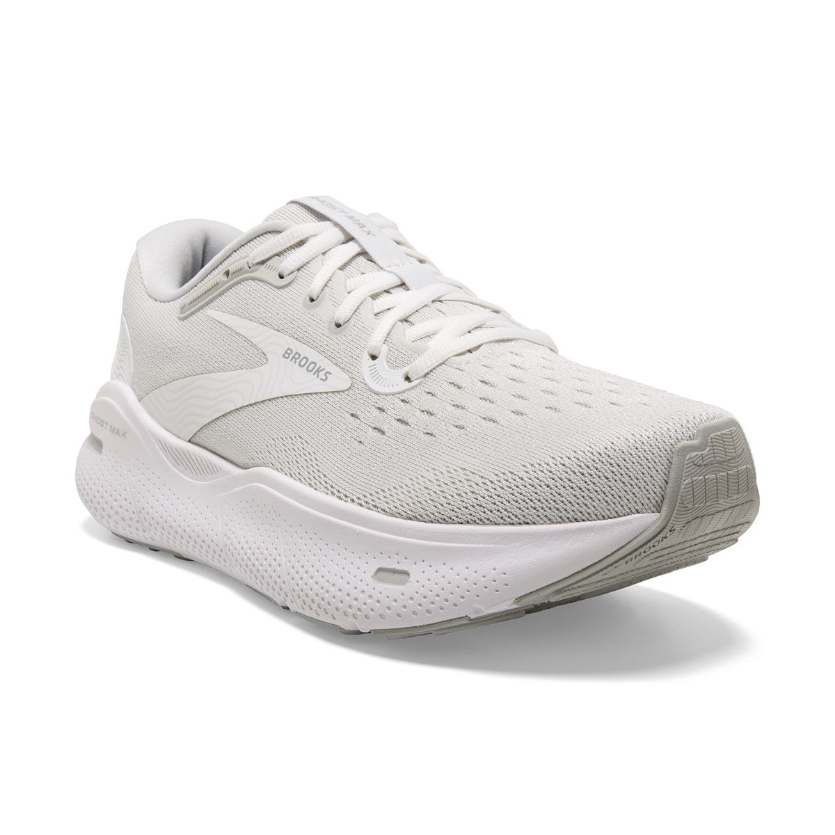 Brooks, Ghost Max Wide, Women, White/Oyster/Metallic Silver 