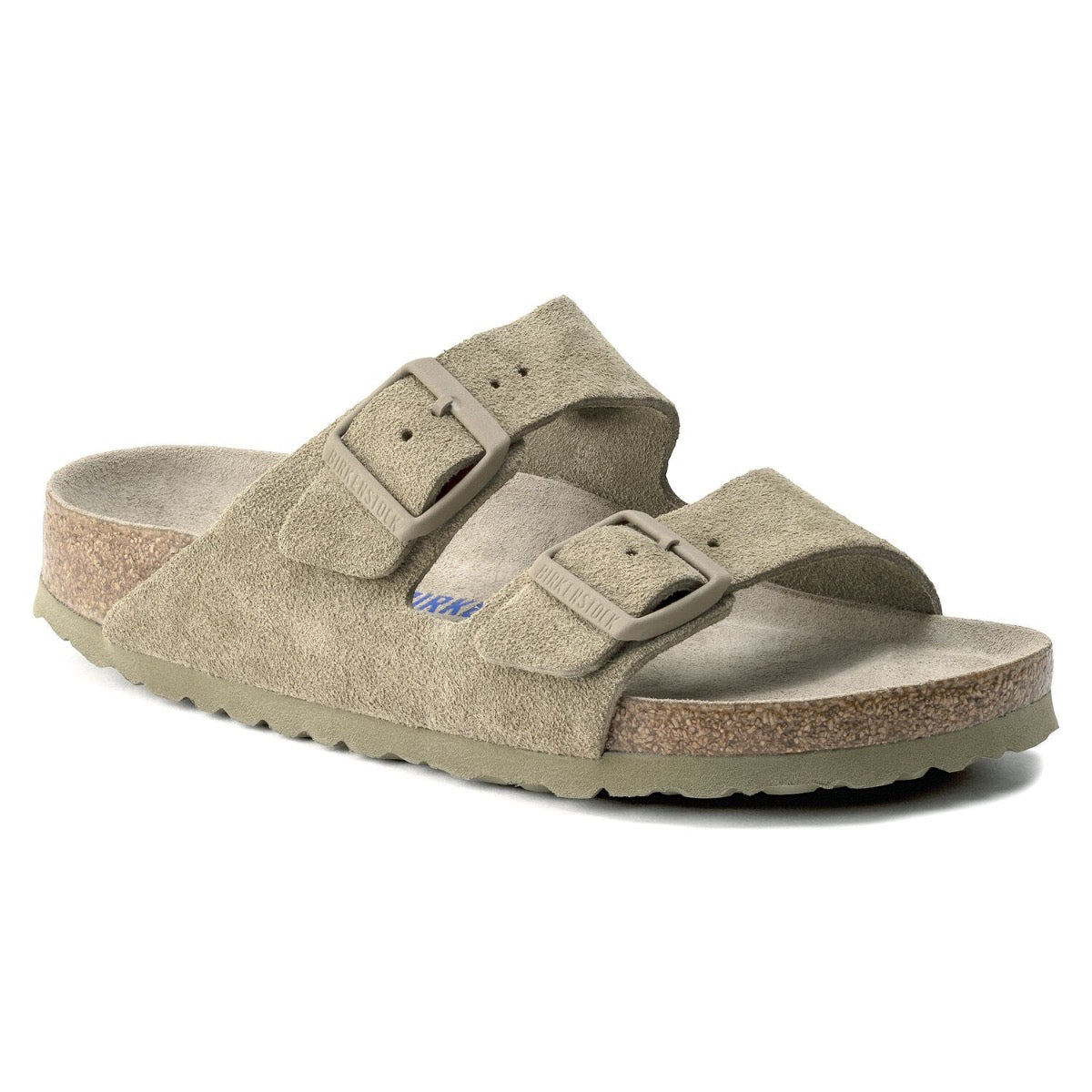 Birkenstock, Arizona Soft Footbed Suede Leather Narrow Width, Unisex, Faded Kahki