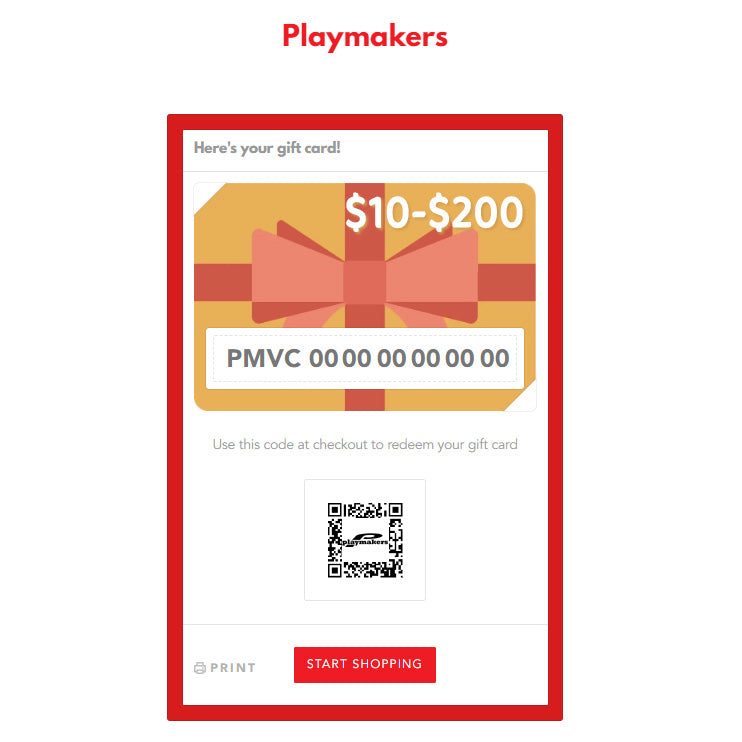 Playmakers eGift Card ($10-$200 options - use online +  in-store)